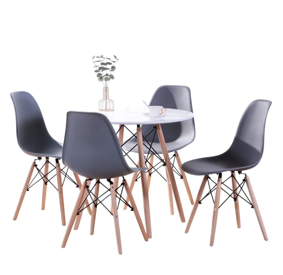 Milan / Ensemble de Cuisine / 5 morceaux / Chaises Grises