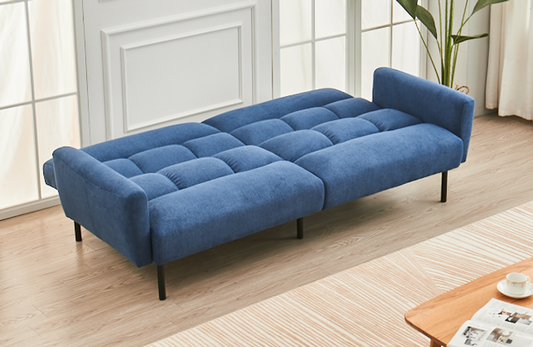 Sofa-Lit en Tissu Bleu Doux avec Accoudoirs Amovibles | 0408-FI
