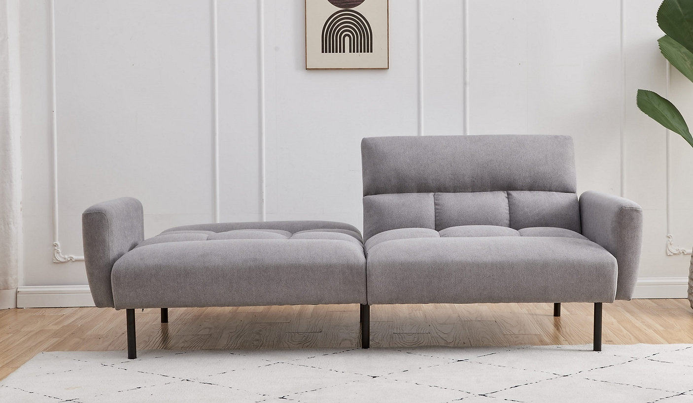 Sofa-Lit en Tissu Gris Doux avec Accoudoirs Amovibles | 1408-FI