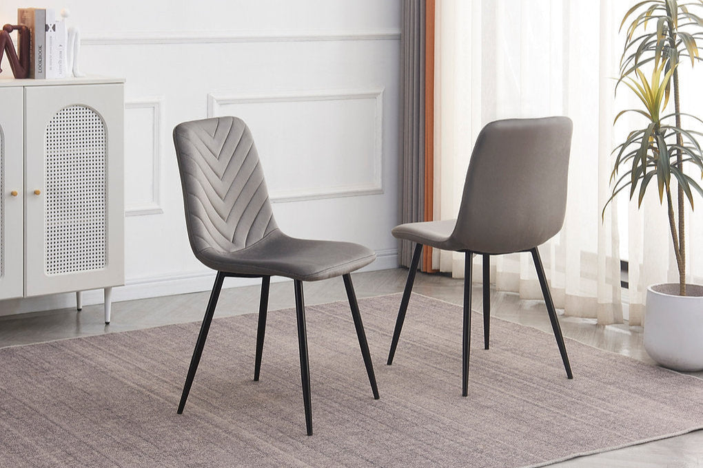 Chaise de Cuisine en Velours Gris Moderne | 7181-C
