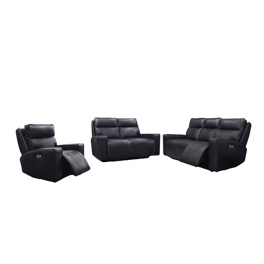 Sofa Inclinable Électrique Chadwick avec Têtes Motorisées en Cuir Véritable et PVC match | Noir | 34999