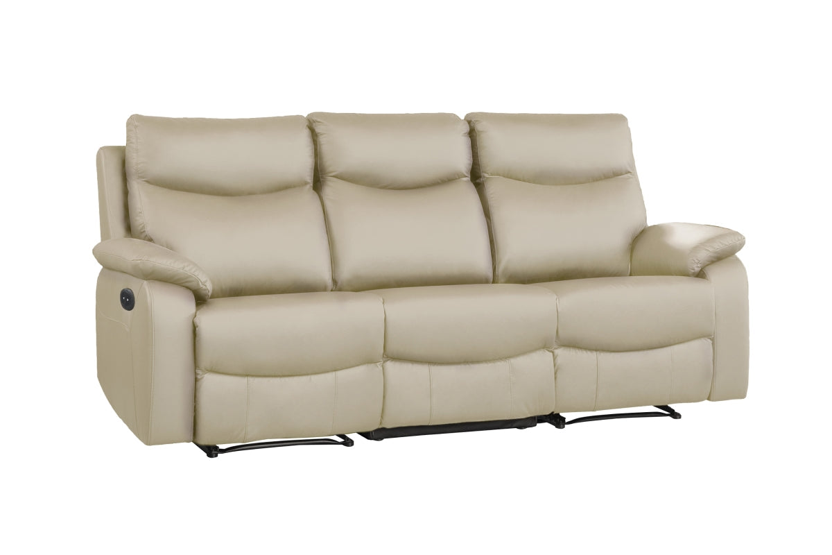 Wembley | Sofa Inclinable Électrique en Cuir Véritable | Beige | 10299