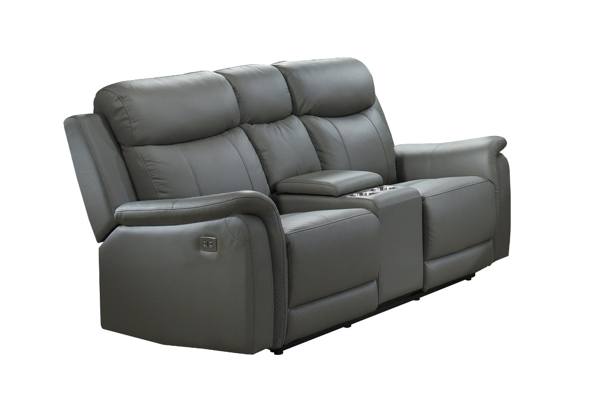 Causeuse Inclinable Électrique Cyrus en Cuir Véritable et PVC match | Gris | 04899