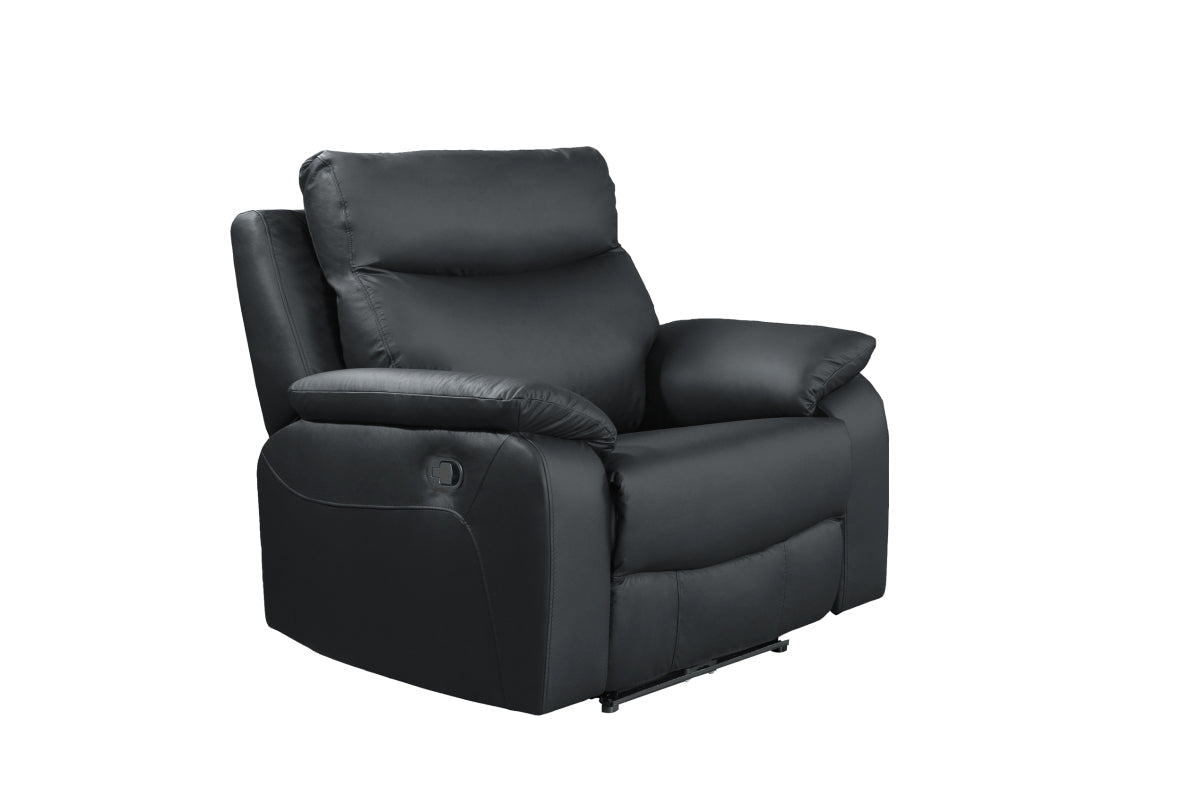 Wembley | Chaise Inclinable Manuelle en Cuir Véritable | Noir | 10299