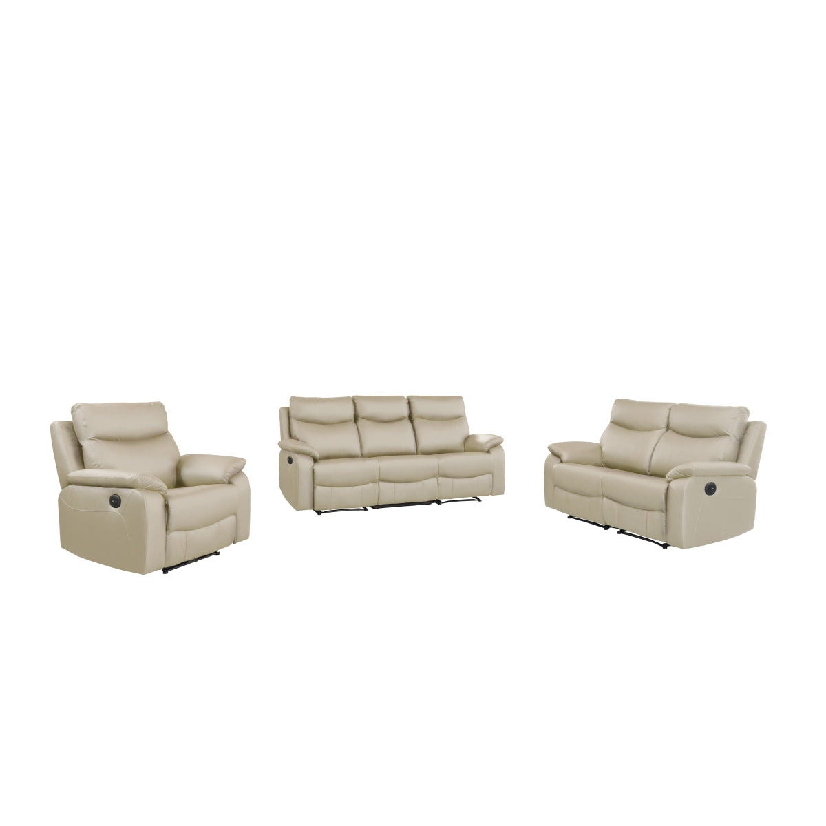 Sofa Inclinable Électrique Wembley en Cuir Véritable | Beige | 10299