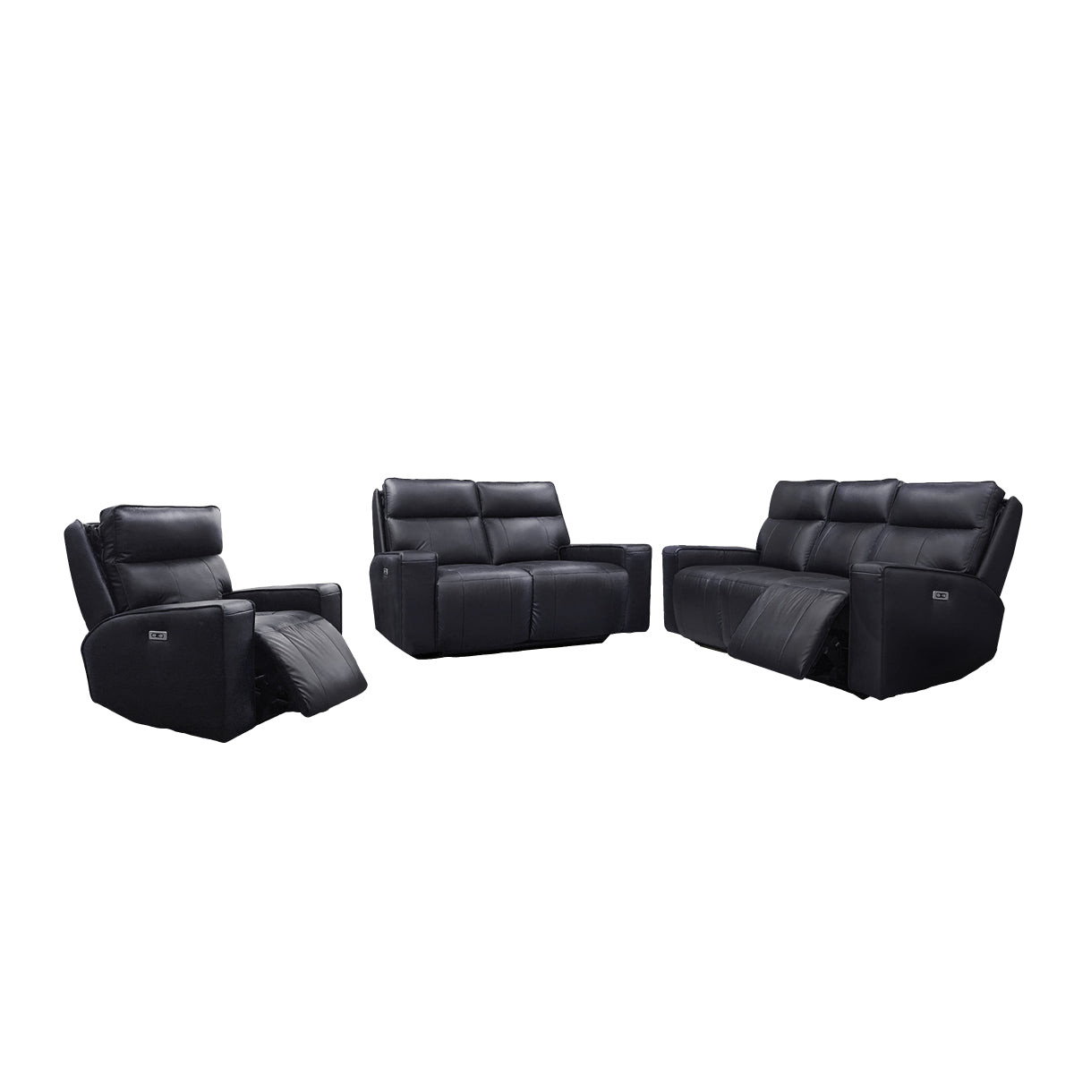 Chaise Inclinable Électrique Chadwick avec Têtes Motorisées en Cuir Véritable et PVC match | Noir | 34999