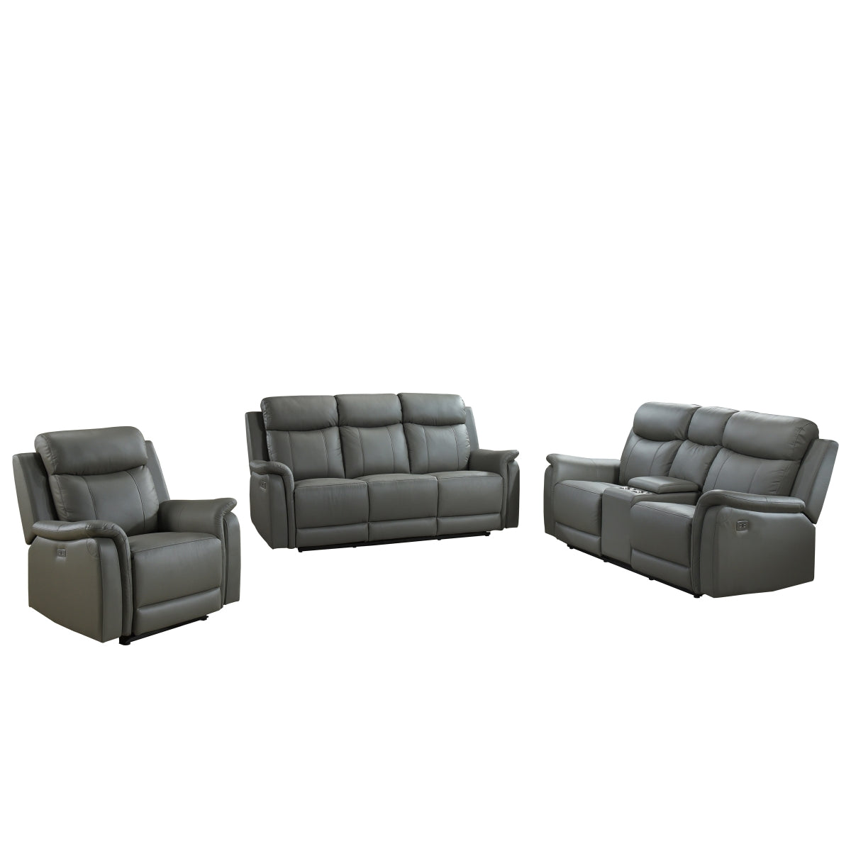 Causeuse Inclinable Électrique Cyrus en Cuir Véritable et PVC match | Gris | 04899