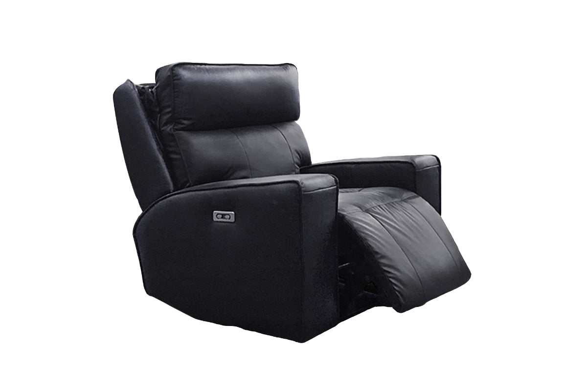 Chaise Inclinable Électrique Chadwick avec Têtes Motorisées en Cuir Véritable et PVC match | Noir | 34999