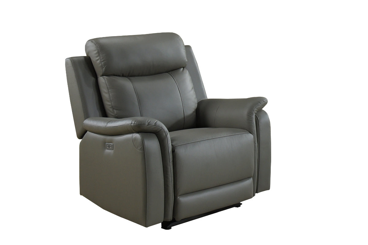 Chaise Inclinable Électrique Cyrus en Cuir Véritable et PVC match | Gris | 04899