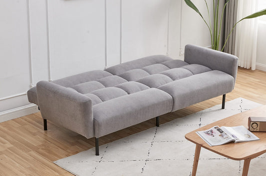 Sofa-Lit en Tissu Gris Doux avec Accoudoirs Amovibles | 1408-FI