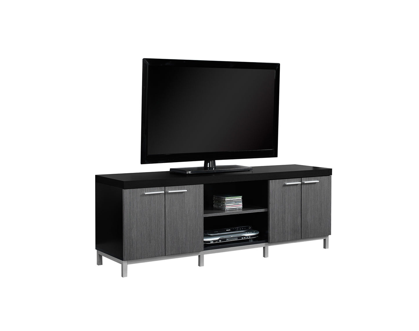 Meuble T.V - 60"L / Avec Portes Grises / #MO2591