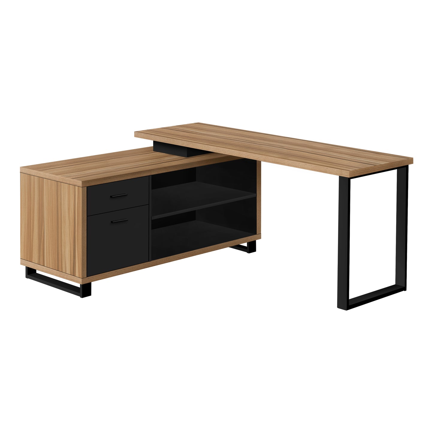 Bureau - 72"L / en Coin Exécutif Apparence Bois / Base Noir / #MO7711