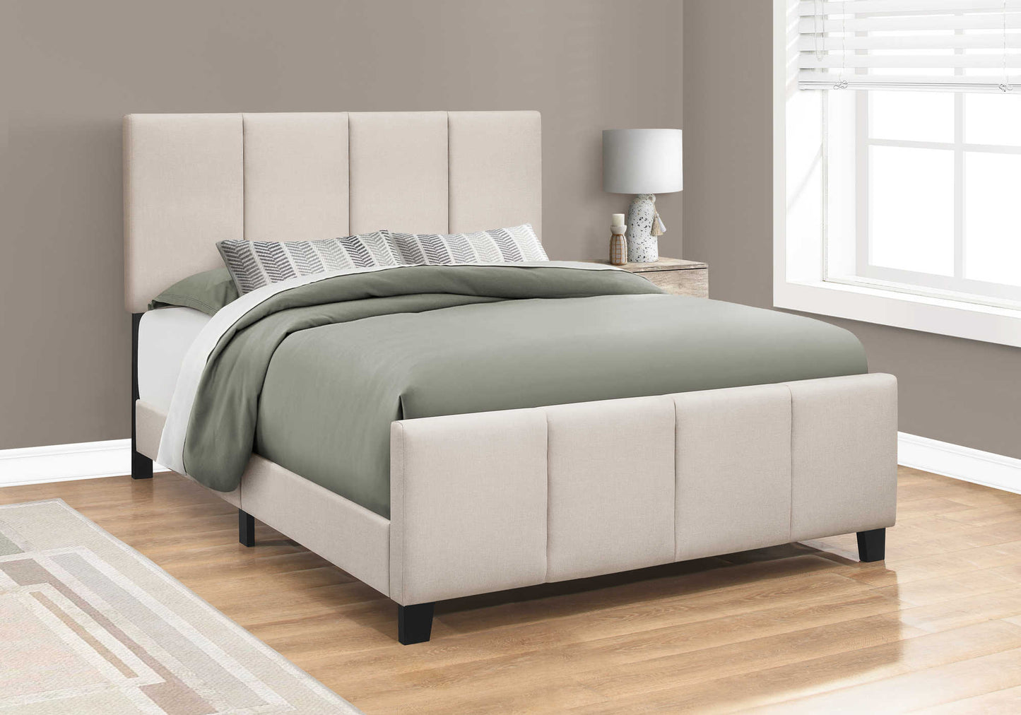 Lit Queen Complet/ Tissu Beige / #MO6026Q