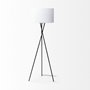 Lampadaire en métal noir avec abat-jour en tissu blanc Ambrose