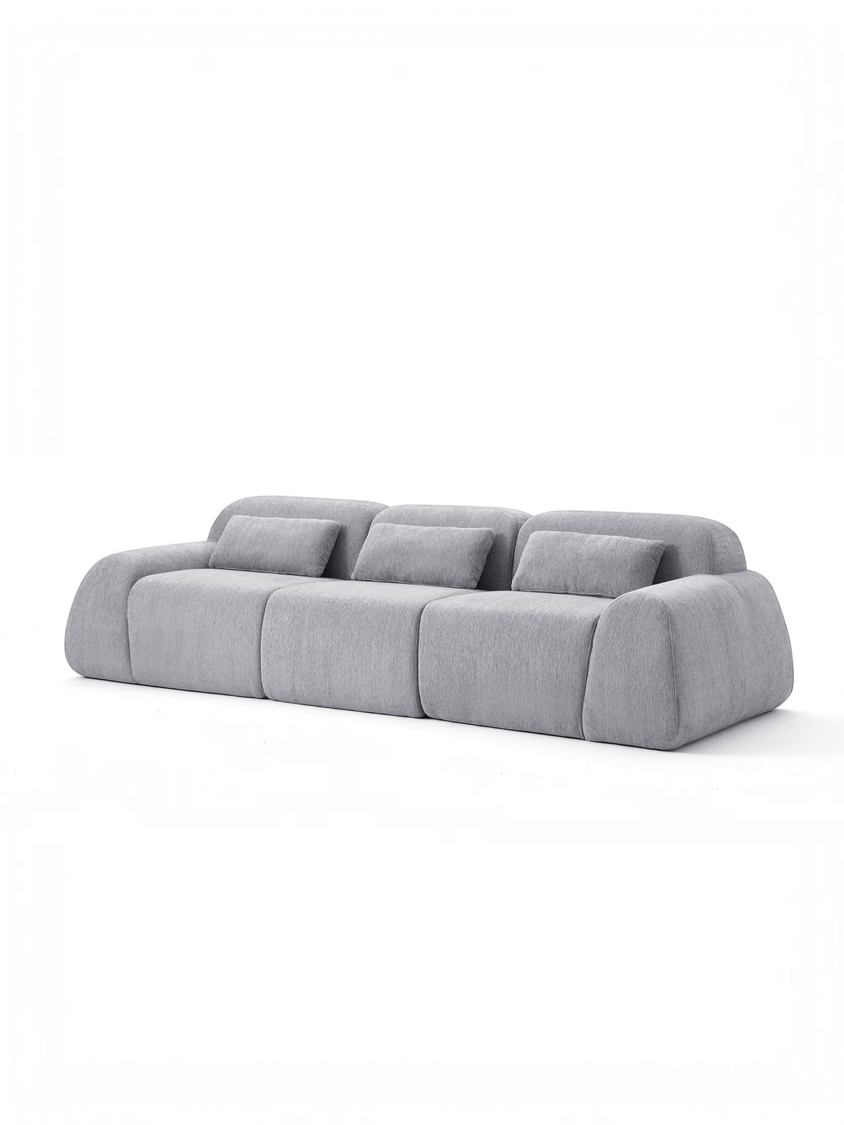 Sofa modulaire Mia gris de TOCO Meubles avec trois sections et coussins assortis au design contemporain