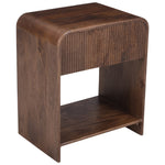 Table de chevet Rigaud TOCO Meubles en bois de manguier fini noyer, vue de face sur fond blanc