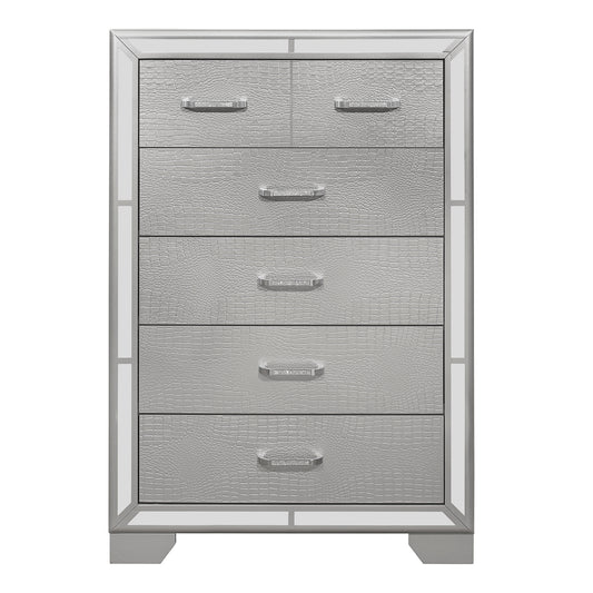 Commode 5 Tiroirs Aveline | Argent | 9-VS8241