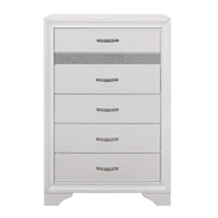 Commode 5 Tiroirs Luster | Blanc | 9-W5051