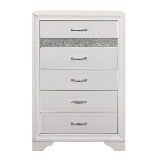 Commode 5 Tiroirs Luster | Blanc | 9-W5051