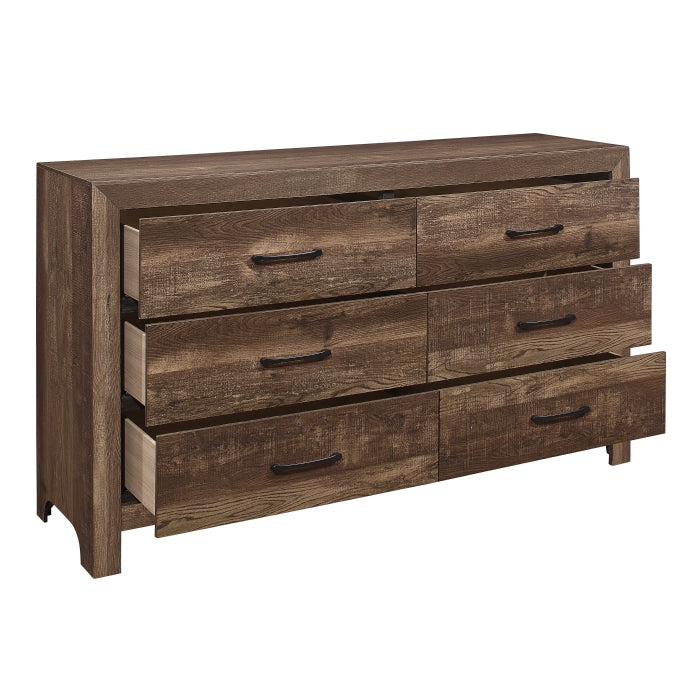 Commode double Ashton brun, tiroirs ouverts