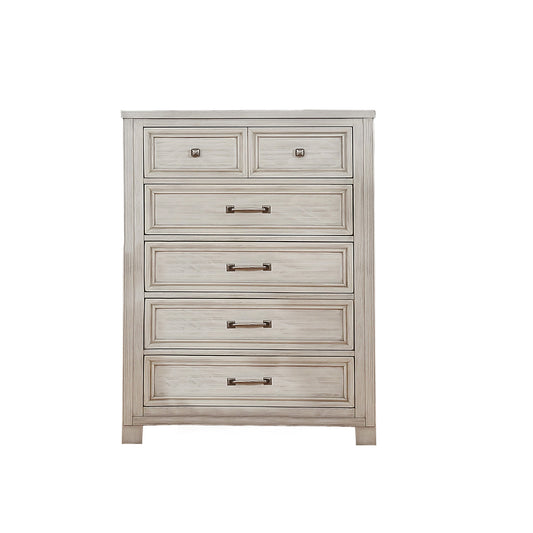 Commode 6 Tiroirs Darcy | Chêne Blanc Vieilli | 9-W071