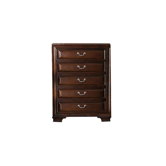 Commode 5 Tiroirs Milton | Marron Cerise | 9-1071