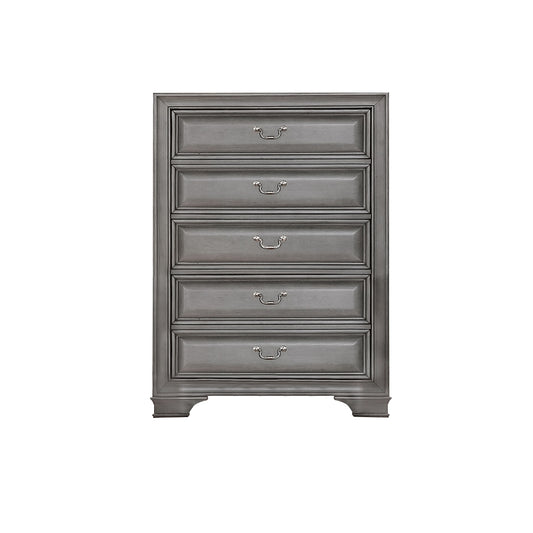 Commode 5 Tiroirs Milton | Gris | 9-YG1071