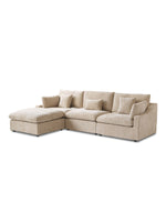 Sofa modulaire Solano beige avec ottoman sur fond blanc – Meubles TOCO