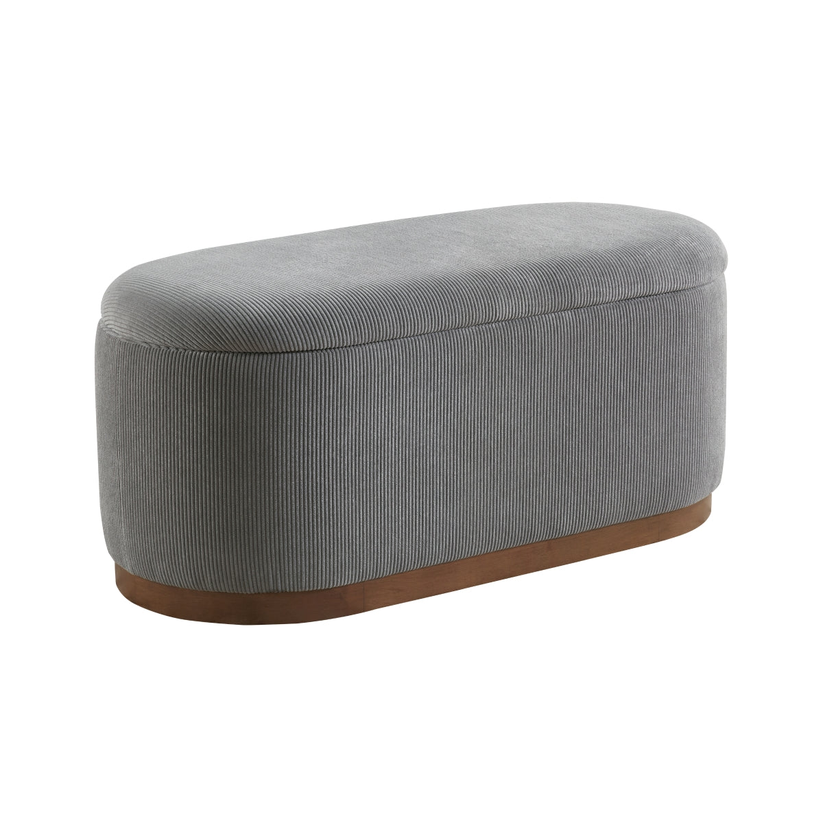 Banc de rangement Kamouraska gris, vue de côté
