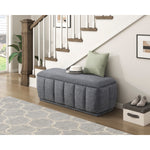 Banc de rangement Charlevoix gris dans une chambre
