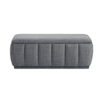 Banc de rangement Charlevoix TOCO Meubles gris, vue de face sur fond blanc
