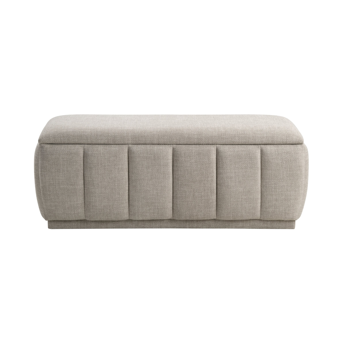 Banc de rangement Charlevoix TOCO Meubles taupe, vue de face sur fond blanc
