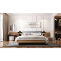 Lit Queen Complet Cassidy | Gris et Bois Naturel | QYG0985