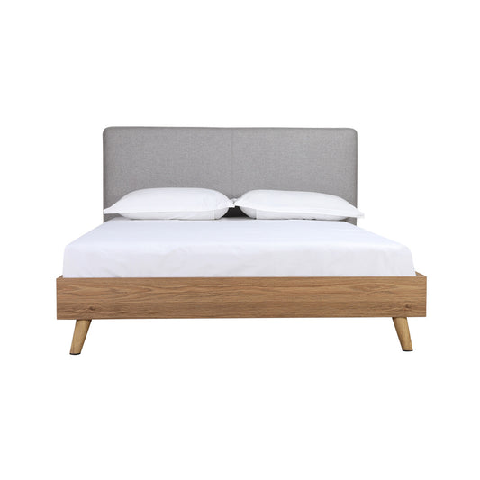 Lit Queen Complet Cassidy | Gris et Bois Naturel | QYG0985