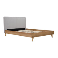 Lit Queen Complet Cassidy | Gris et Bois Naturel | QYG0985