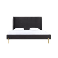 Lit King Complet Estelle | Velours Gris Foncé | KGD0095