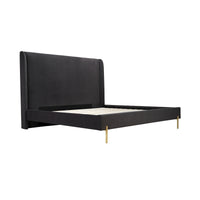 Lit King Complet Estelle | Velours Gris Foncé | KGD0095