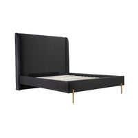 Lit Queen Complet Estelle | Velours Gris Foncé | QGD0095