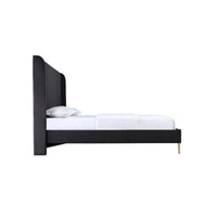 Lit Queen Complet Estelle | Velours Gris Foncé | QGD0095