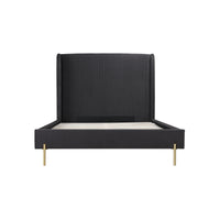 Lit Queen Complet Estelle | Velours Gris Foncé | QGD0095