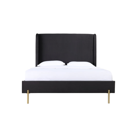 Lit Queen Complet Estelle | Velours Gris Foncé | QGD0095