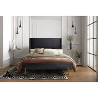 Lit King Complet Estelle | Velours Gris Foncé | KGD0095