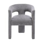 Chaise Oka TOCO Meubles en tissu bouclé gris foncé, vue de face sur fond blanc