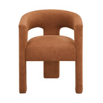 Chaise Oka TOCO Meubles en tissu bouclé rouille, vue de face sur fond blanc