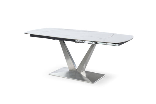 Table de Cuisine Extensible Rotative en Céramique | Blanc | 5416-T