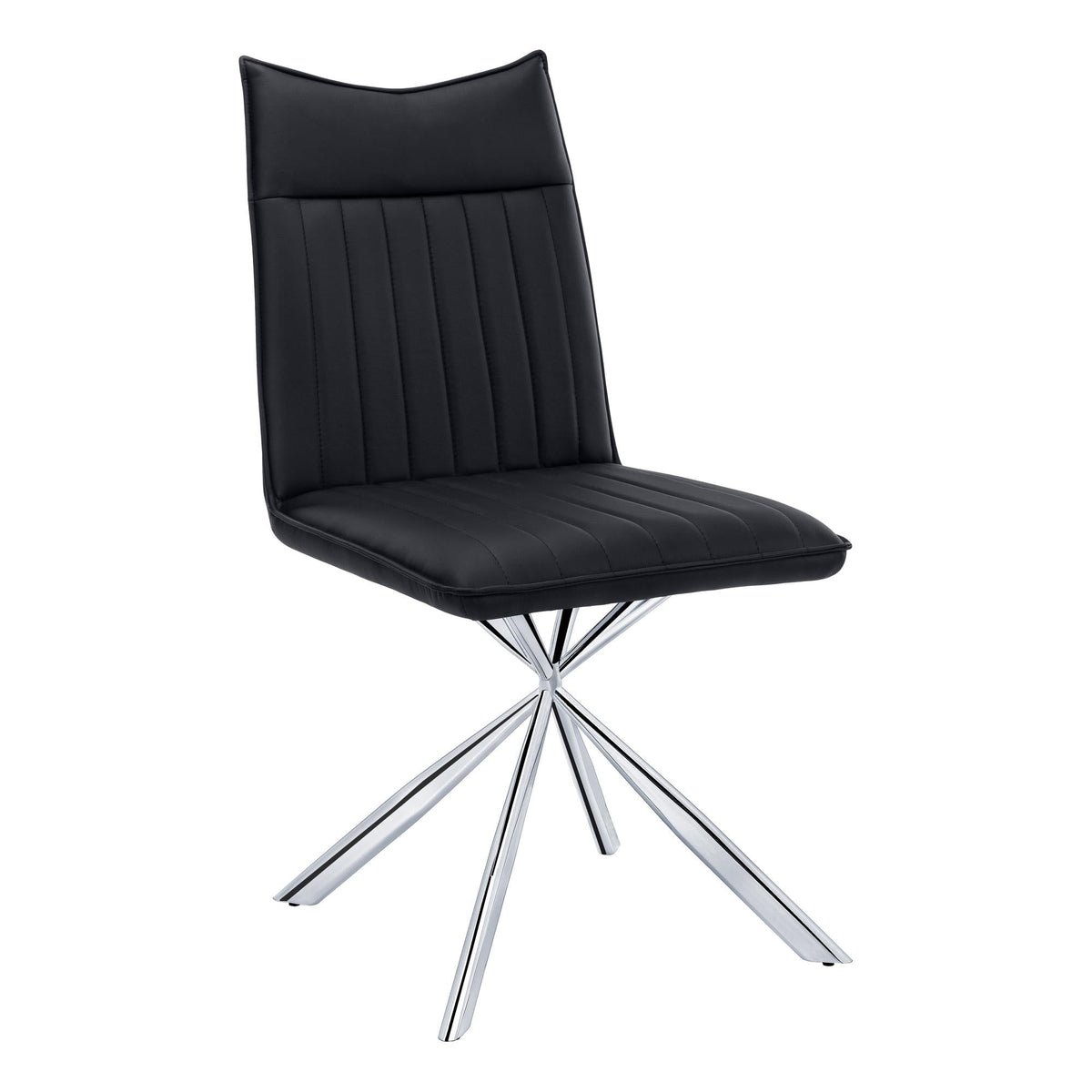 Chaise Marika - similicuir noir et pattes chromées