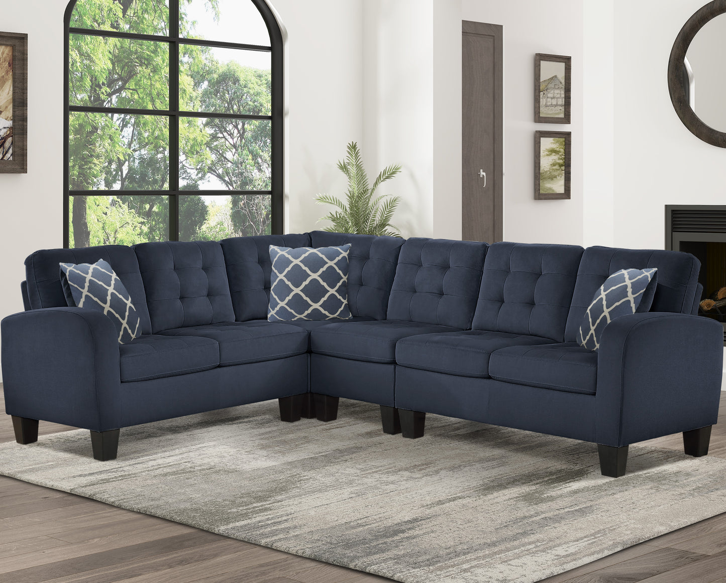 Sofa Sectionel Bleu en L Réversible 6 places