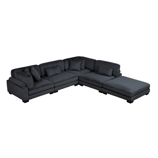 Traverse - Sectionnel Modulaire - 5 morceaux - Noir