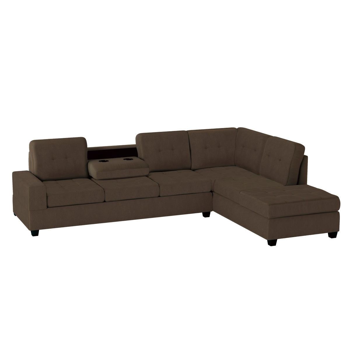 Sofa Sectionnel Réversible 2-Pièces avec Porte-Gobelets Escamotables | Chocolat | CS*CCH7095