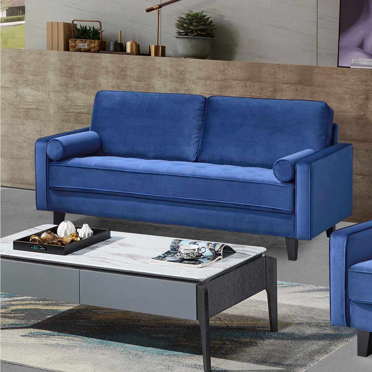 Sofa en Velours Classique Toulouse | Bleu | 3-ULB30099